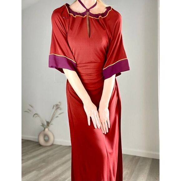 Zara Limited Edition Dress Wine Belted Slit - Picture 6 of 6